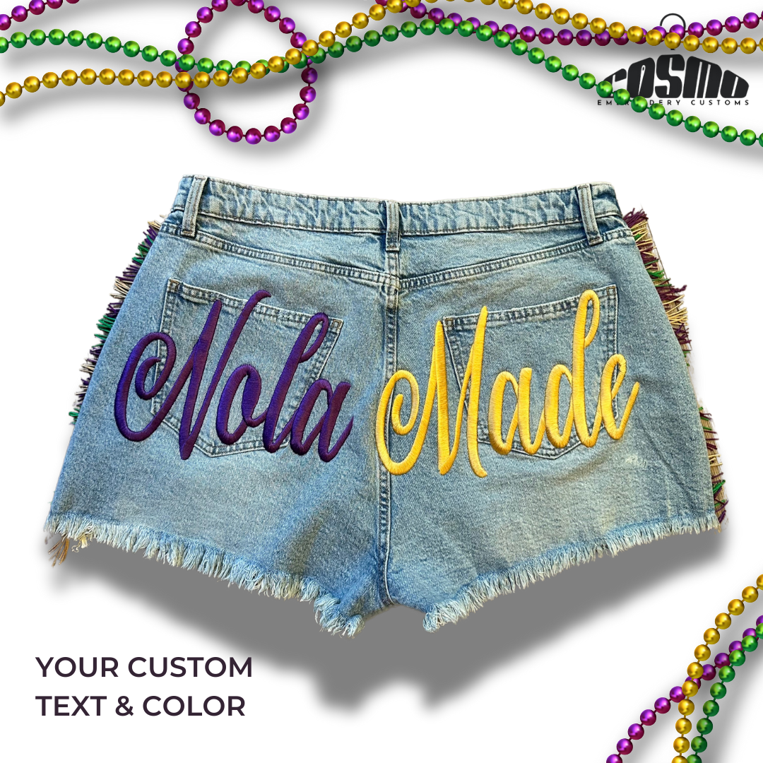 MARDI GRAS DENIM SHORTS - PLUS SIZE