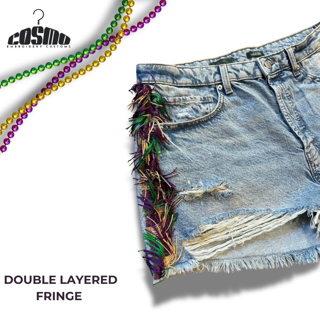 MARDI GRAS DENIM SHORTS - PLUS SIZE
