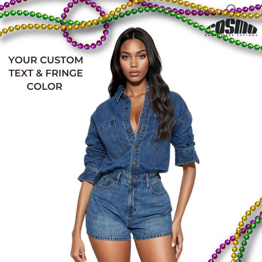 Mardi Gras Denim Romper